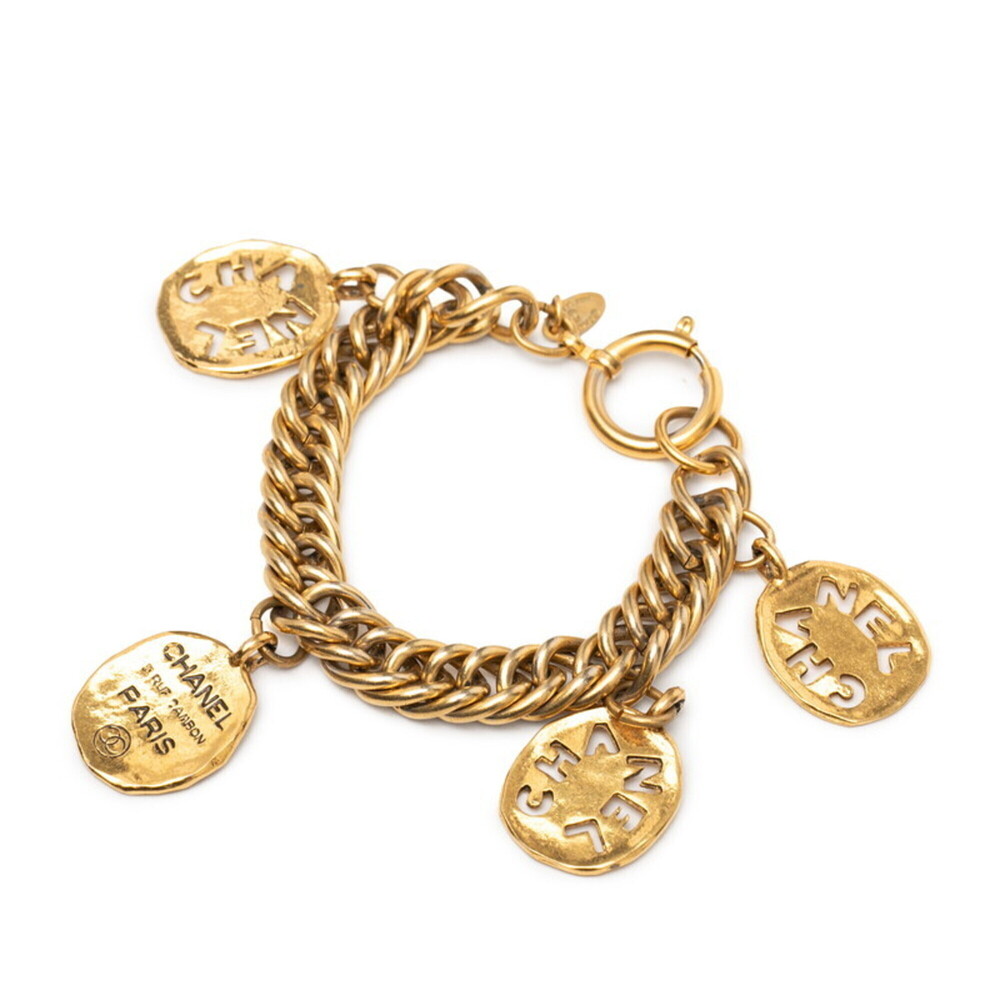 CHANEL Gold Logo Charm Bracelet